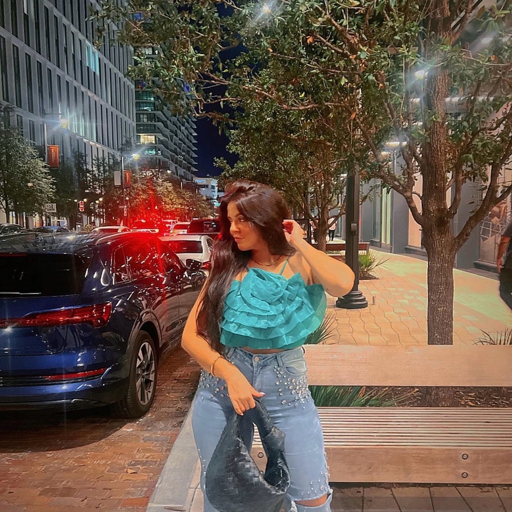SHEIN Green Layered Ruffle Crop Top